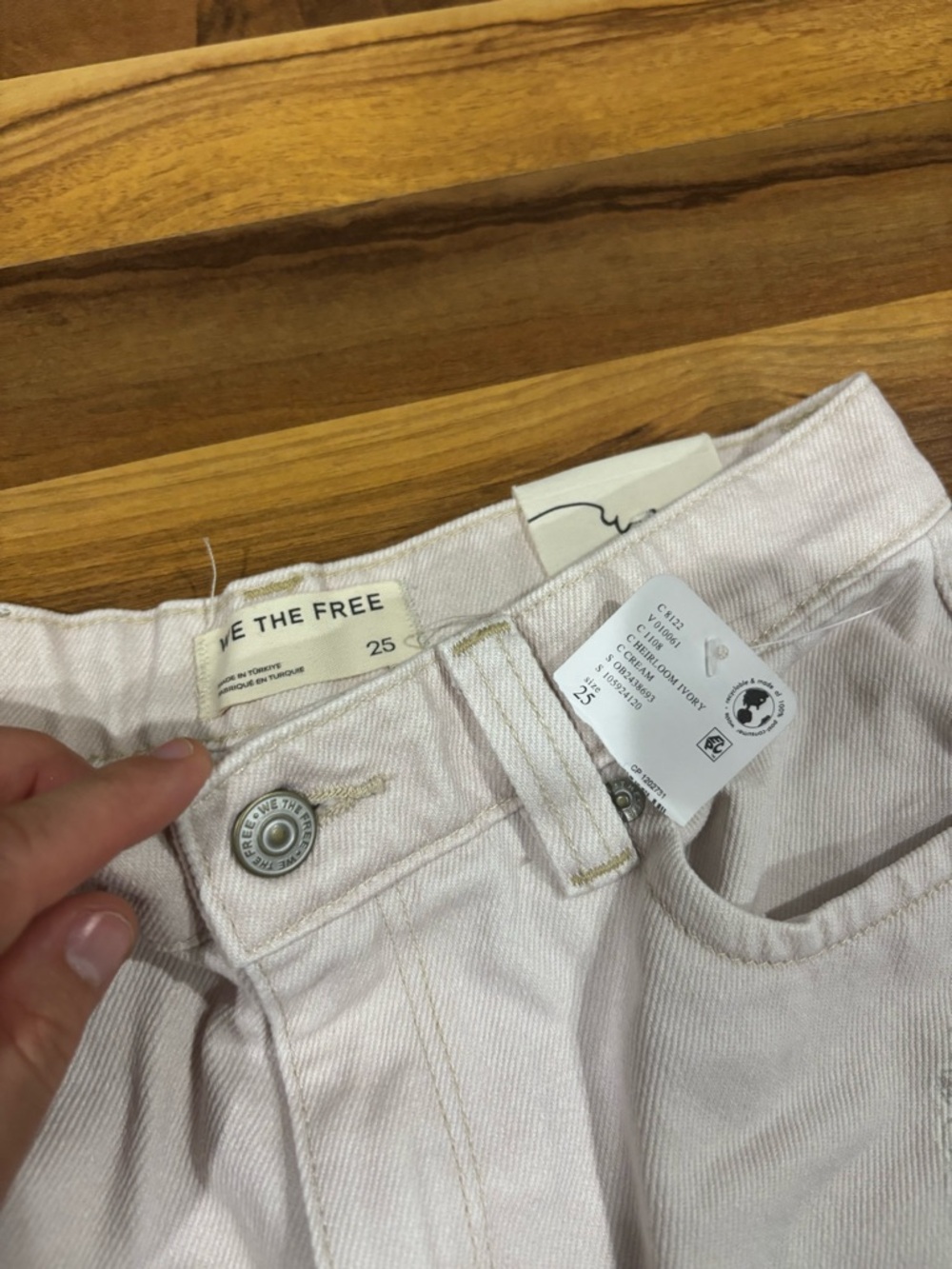Free People Cream Straight-Leg Jeans with Pastel Heart & Floral Appliqués - Picture 4 of 11